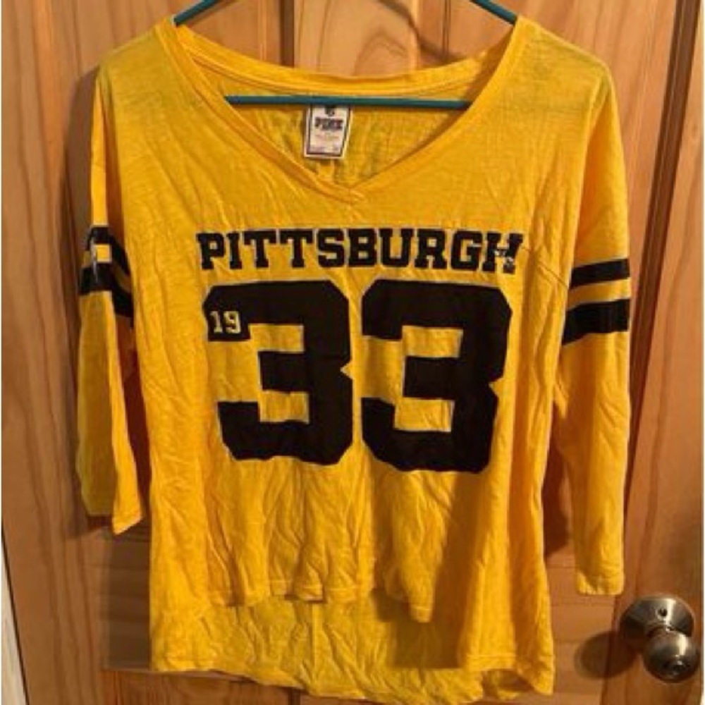 Victoria’s Secret Pink Pittsburgh Steelers Womens Size Medium 3/4 Sleeve Shirt